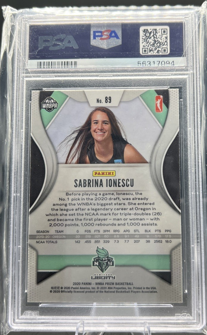 2020 Panini Prizm WNBA Sabrina Ionescu #89 (RC) Mint PSA 9! view 3