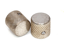 Aged Tele  Metal Flat Top Knob Set (2) Nickel...