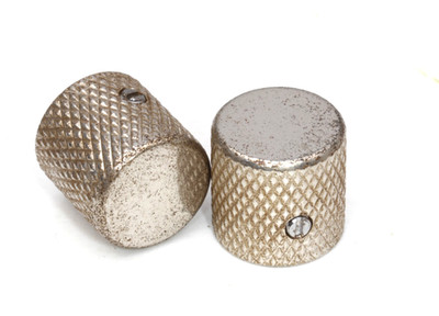 Aged Tele  Metal Flat Top Knob Set (2) Nickel fits US-1/4'' Solidshaft CTS Pots