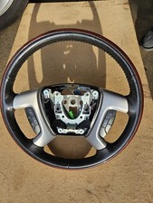 2007-11 Cadillac Escalade Steering Wheel Leather Red Woodgrain Trim Oem