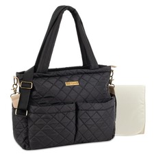 Quilted Diaper Bag Crossbody Tote Purse with Shoulder Strap, Changing Pad, 10...
