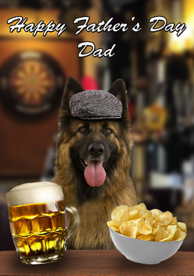 Deutscher Schäferhund A5 Grußkarte Vatertag Kneipe Pint CodePC11