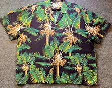 Paradise Found Hawaiian Shirt Mens 2XL Palm Tree Aloha Tropical USA Made