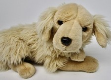 Plush golden retriever dog fluffy FAO Schwarz 18" realistic lifelike laying big