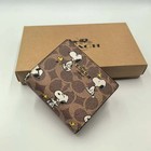NWT Coach X Peanuts Snap CBN32 Wallet In Signature Canvas With Snoopy Print New