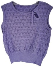 Vintage 70s Lavender Cropped Poibtelle Sweater Shell Size Small