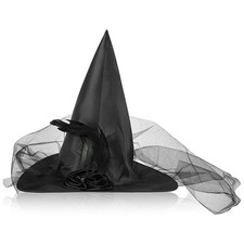 Witch Hat for Women, Halloween Costume Witches Hatswith Roses Feathers