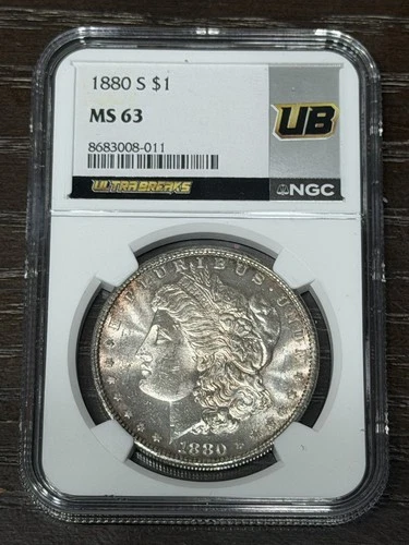 1880 S $1 Morgan NGC MS 63 Ultra Breaks Label