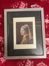 Antique Framed Art Print , Lithograph, Vermeer ,  The Turban Girl c1870