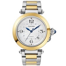 Cartier Pasha de Cartier 41mm Flinque Dial Steel & 18K Gold Watch W2PA0009