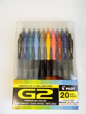 20 Pilot G2 Premium Gel Ink Pens Fine Point ASSORTED NEW COLORS 17792 - New