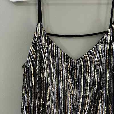 slim fit dress slacks Star Sequin Tee Dress – Black & Gold Mini main image 0