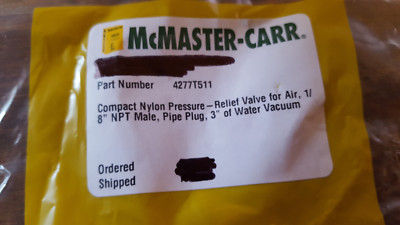 McMaster-Carr Compact Nylon Pressure-Relief Valve for Air 4277T511 (Pack of 10)