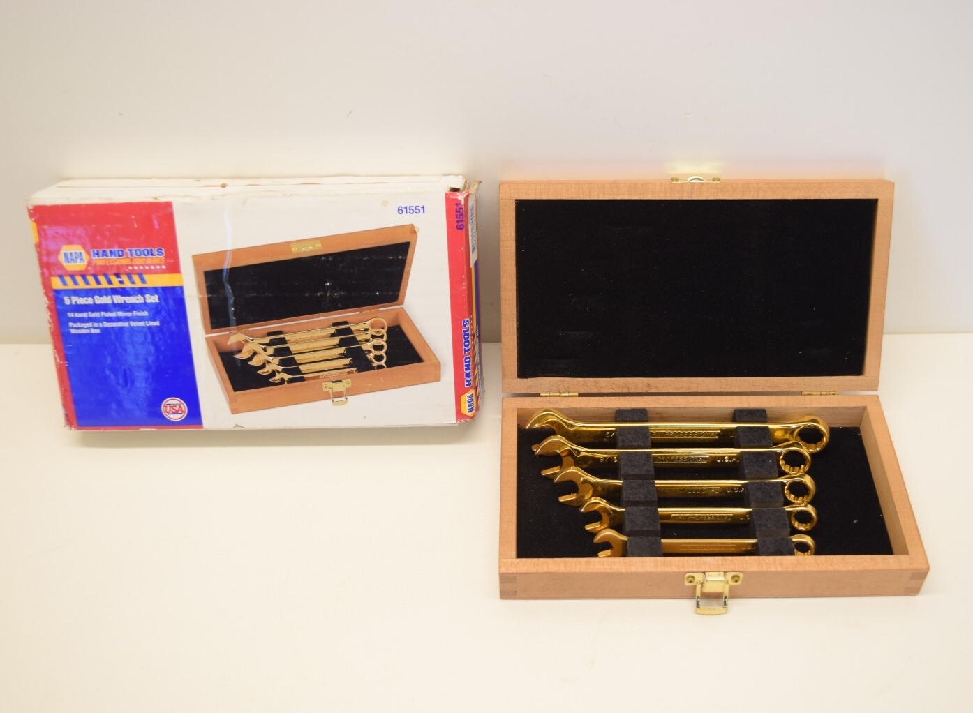 5-Piece 14K Gold Plated Mirror Finish Wrench Set with Velvet Case-image