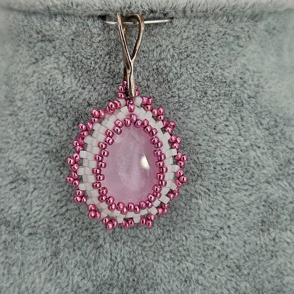 Anhänger Kettenanhänger Damen Schmuck Rosa Weiß Swarovski Elements Handmade - Bild 4 von 4