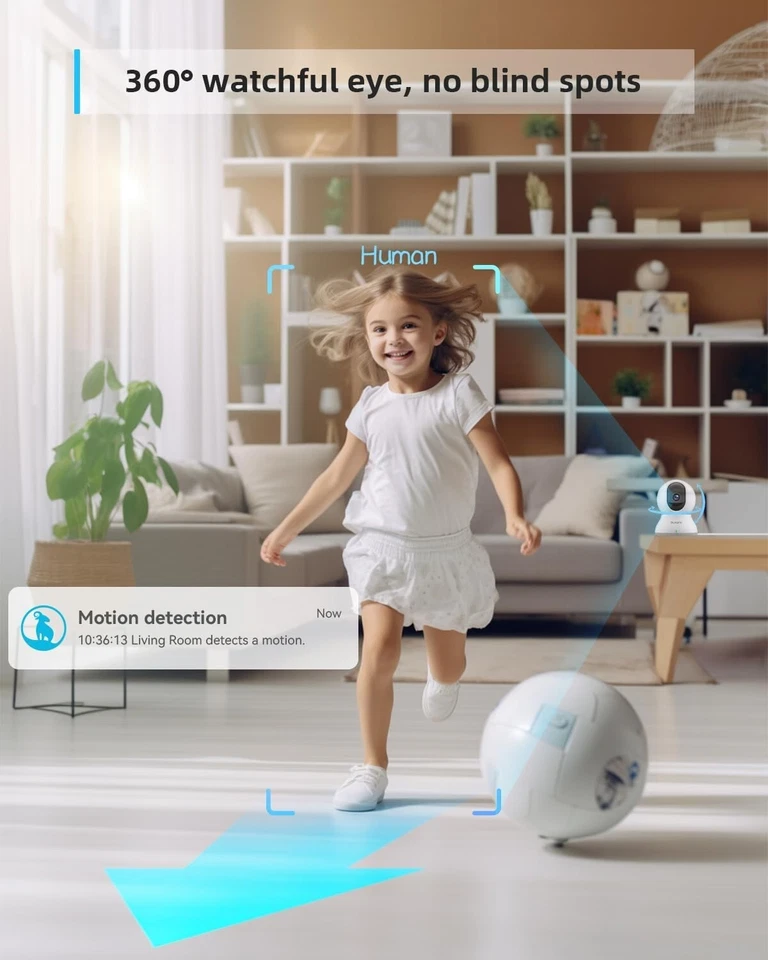 Blurams 2K Indoor Pet Camera WiFi Baby Monitor CCTV Night Vision 2.4Ghz Only - Image 4 of 4