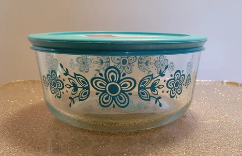 Pyrex 4 Cup Butterfly  Gold Turquoise NEW