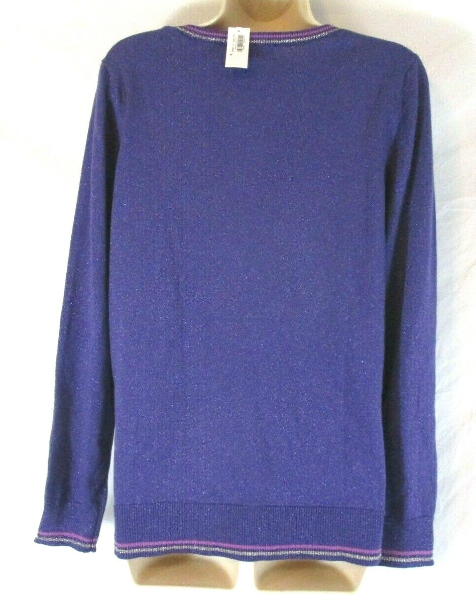 Old Navy Pull On Sweater Purple Metallic Medium Crew Neck Womens
