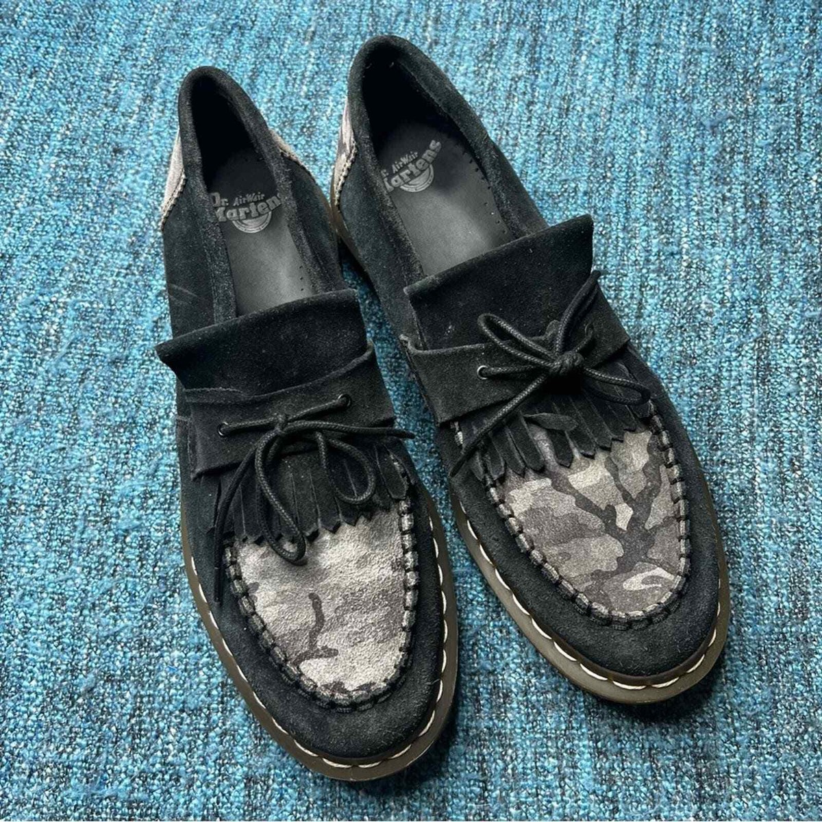 RARE Dr. Martens Dreyton Camo Suede Leather Loafers in Black  display picture 2