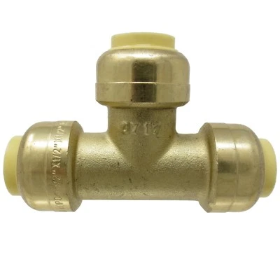 1/2" Sharkbite Style PUSH FIT Tee Lead Free Brass - PEX GUY