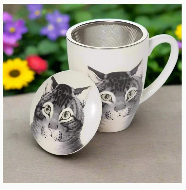 Metropolitan Museum of Art, The Favorite Cat Covered Mug with Tea Infuser, NEW