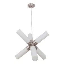 Craftmade 6 Lt Mini Pendant 21.75x91", Polished Nickel w/White Frost - P810PLN6