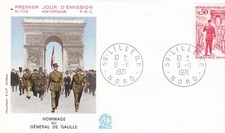FRANCE 1971 FDC HOMMAGE AU GENERAL DE GAULLE YT 1697