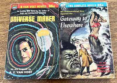#ad Vintage ACE Novels 2 Sided Universe Maker Gateway Elsewhere World Null A Isher $16.17