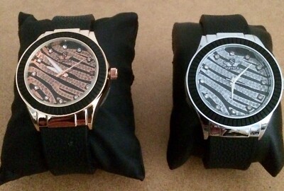 Two Softech Watches Animal Print Dials Silver And Gold Tones Rubber Straps New