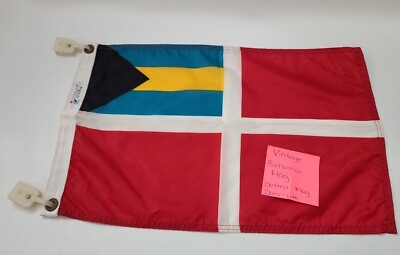 Drapeau Vintage Des Bahamas Dura-Lite Dettra 12x18 Pouces Avec Clips Plastique