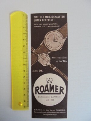 ROAMER RW Uhr Schweizer Qualitätsuhr - Reklame Anzeige STERN 1956