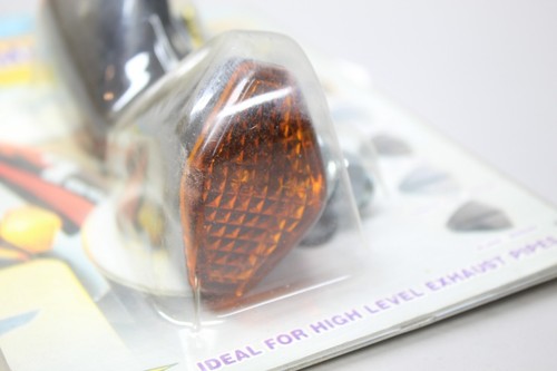 MOTRAX Micro Diamond REAR INDICATORS BLINKERS Motorcycle BLACK AMBER LENS MI01 - Picture 5 of 8