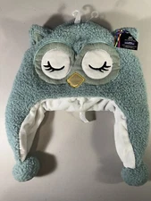 2013 Hobby Lobby OWL HAT Faux Fur Brother Sister Design Studio Teal Furry Fluffy