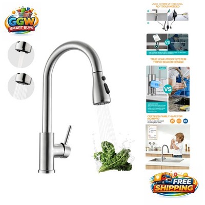 304 Stainless Steel Pull Down Kitchen Faucet with High Arc and Leak-Proof Design