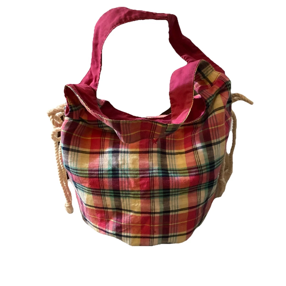 Bolso de Mano American Eagle Rosa y Azul Tela a Cuadros Informal Preppy Colorido Y2K Foto 4 de 4