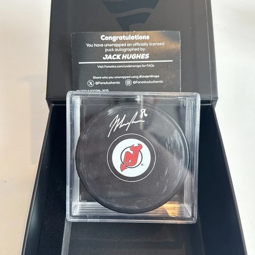 Jack Hughes New Jersey Devils Signed Hockey Puck - Fanatics