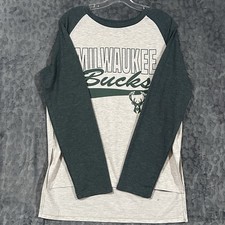Milwaukee Bucks NBA Women  s Green Contrast Long Sleeve T-Shirt Size XL