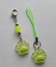 Green "Glow in the Dark" Charm Clip Zipper Pull & Charm Strap NEW Handmade