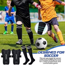 Loogdeel 2 Pairs Soccer Shin Guards with Socks Kids Youth Lightweight Pads