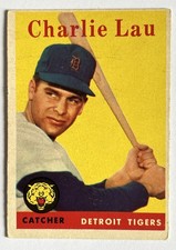 Topps 1958 Charlie Lau #448 Detroit Tigers MLB Rookie Base Set Baseball Card. rookie card picture
