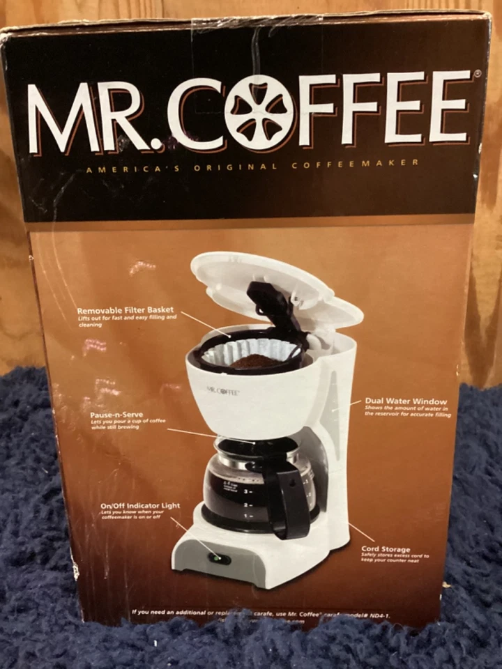Mr. Coffee 4-Cup Coffee Maker White DR4 Simple Drip Brew w/ Glass Carafe New - Image 4 of 4