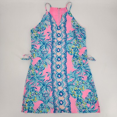 Lilly Pulitzer Pearl Romper Sz 0 Dress Attached Short Pelican Pink Split V-neck