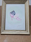 Vtg. Signed Carol Ann Edwards Orig. Art O/C W/FRAME  11.5W×14.5"T "Cat In A Shoe — photo 6