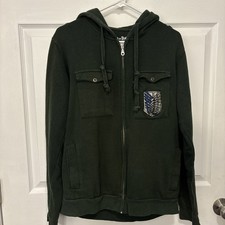 Sudadera con Capucha Attack on Titan Survey Corps Anime Verde Bosque Para Hombre Talla Mediana AOT