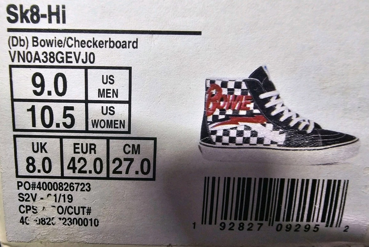 Vans x David Bowie Sk8-Hi Diamond Dogs Sneakers - 9M 10.5W Size 9 - Vans David Bowie x SK8- High Diamond Dogs for sale  main image 4