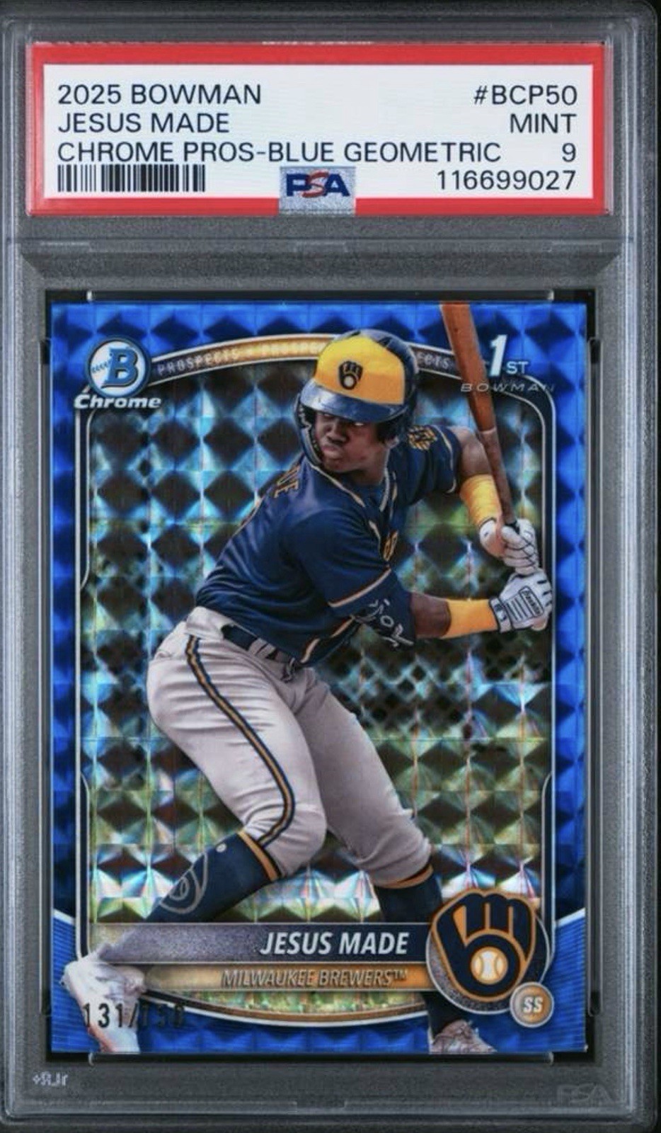 2025 Bowman - Chrome Prospects Jesus Made #BCP-50 Blue Geometric Refractor /150