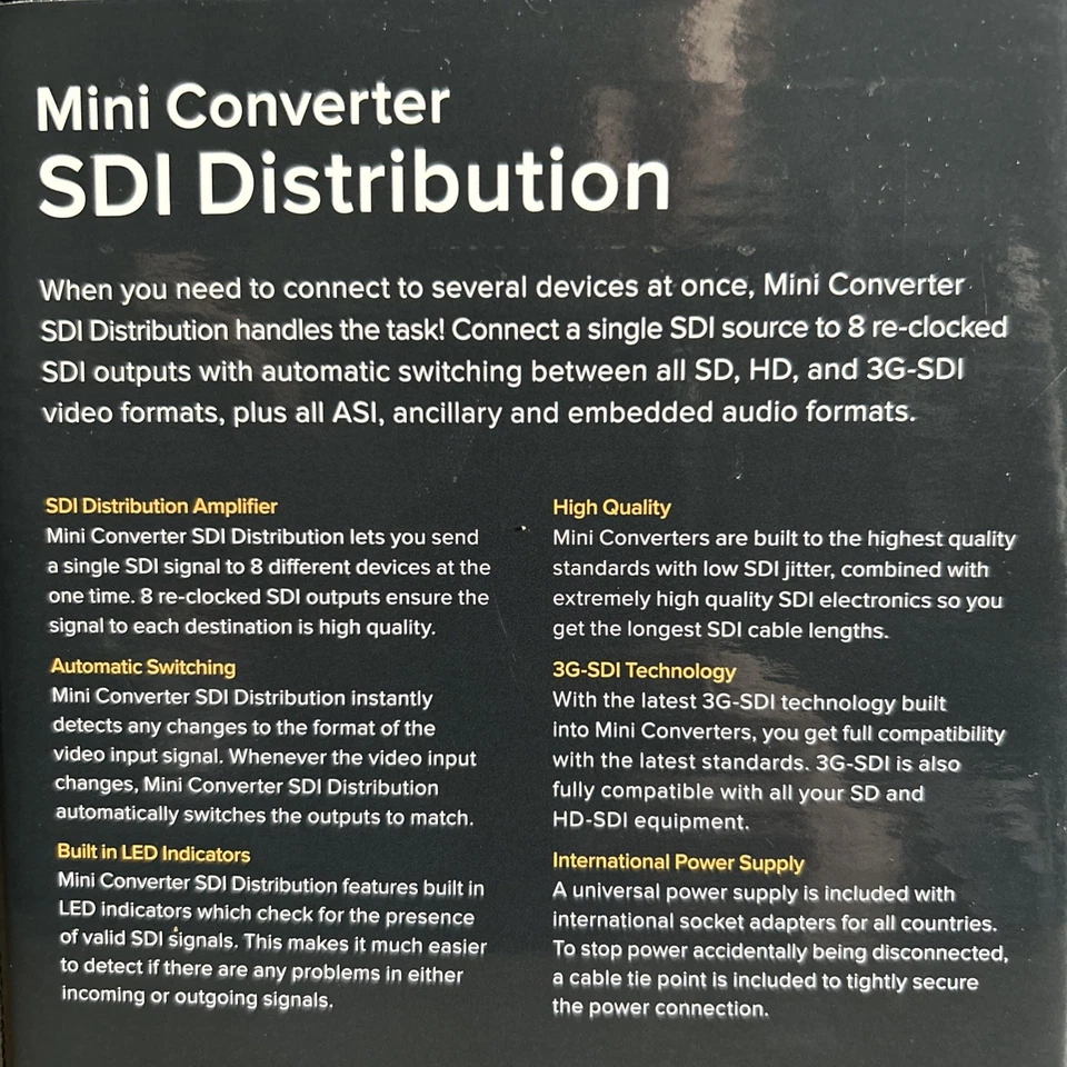 Mini convertidor Blackmagic Design distribución SDI 8x salidas SDI nuevo en caja Foto 2 de 3