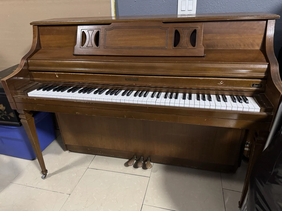 kimball upright piano, walnut wood color, completely functional in great shape. - Image 2 of 2