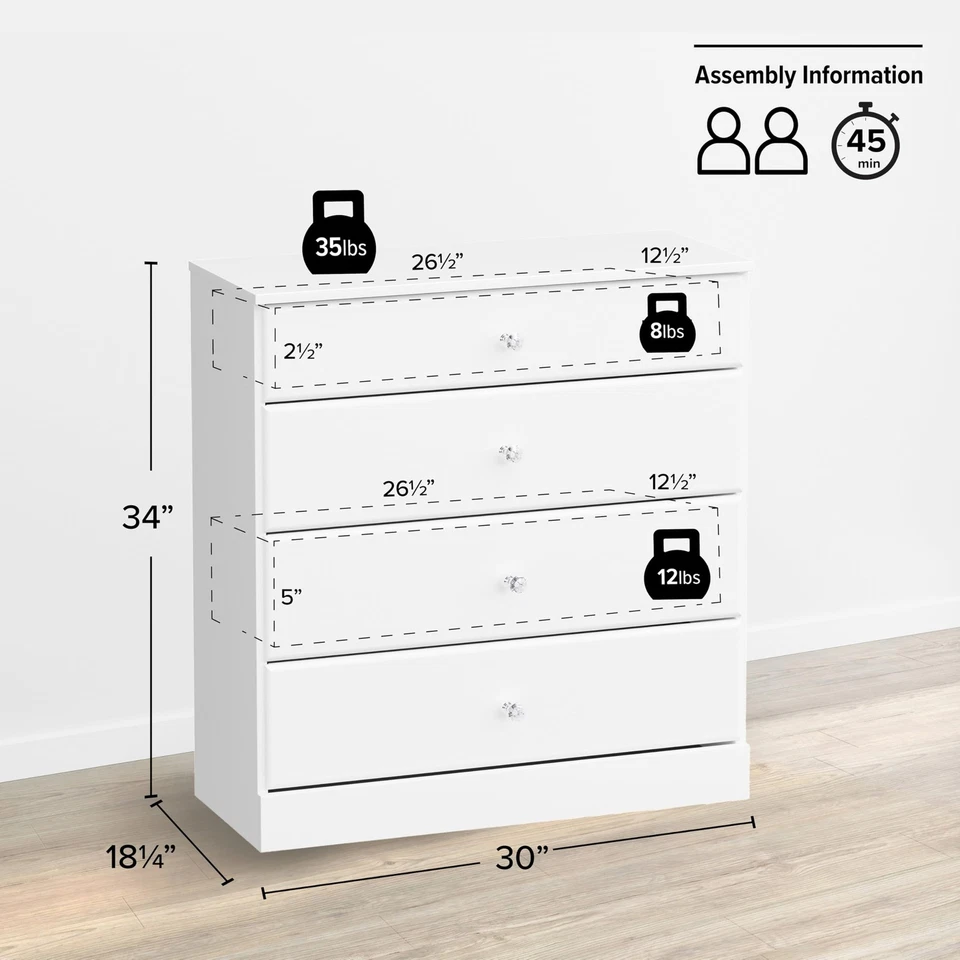 Astrid Simplistic 4-Drawer Dresser for Bedroom, Functional Chest of Drawers w... - Image 2 of 4