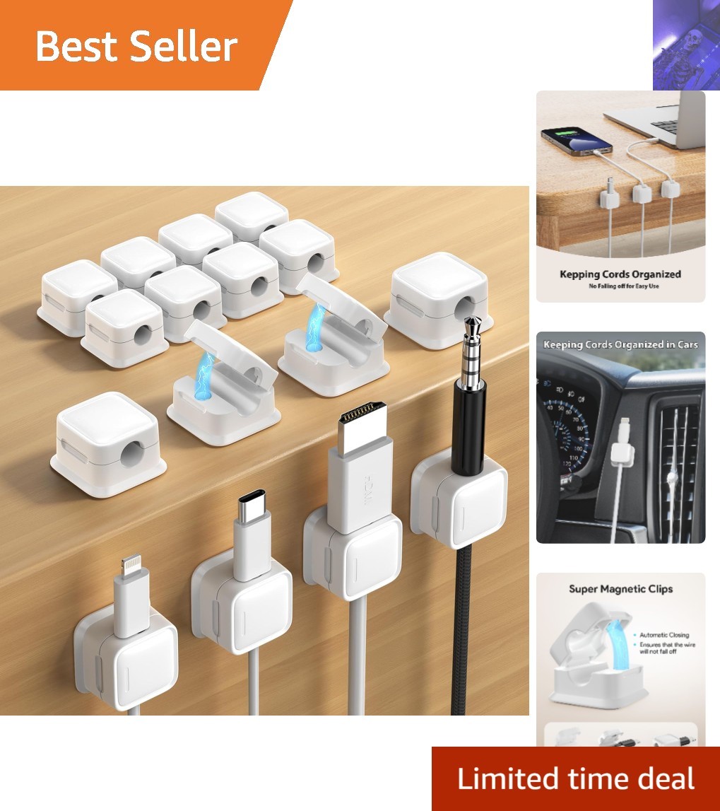 16 Pack Magnetic Cord Organizer Mess-Free Cable Management for